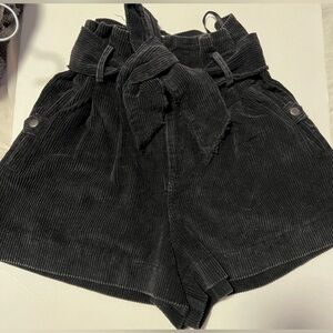 She + Sky Corduroy Black Paper Bag Small Shorts